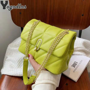 الكيوي الأخضر الصيف بولي Leather حقائب جلدية رفرف Crossbody للنساء الفاخرة بلون حقائب الكتف سلسلة المحافظ