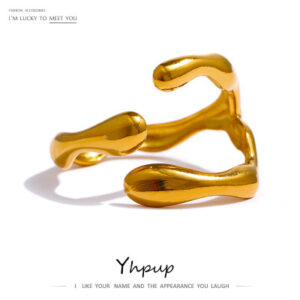 Yhpup 316L خاتم الفولاذ المقاوم للصدأ تصميم جديد معدني 18 K PVD مطلي مجوهرات العصرية افتتاح خاتم مجوهرات هدية 2021