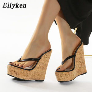Eilyken-المنصة نمط سوبر عالية الكعب إسفين منصة الوجه يتخبط للنساء ، السيدات النعال ، أحذية الشاطئ ، في الهواء الطلق الموضة ، الصيف